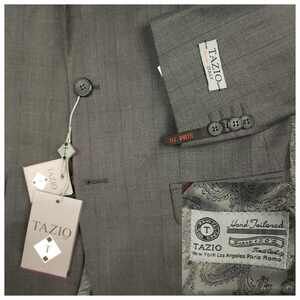 Tazio Blazer Sport Coat Mens 36R Ultra Slim Super 120s Wool Glen Check Plaid
